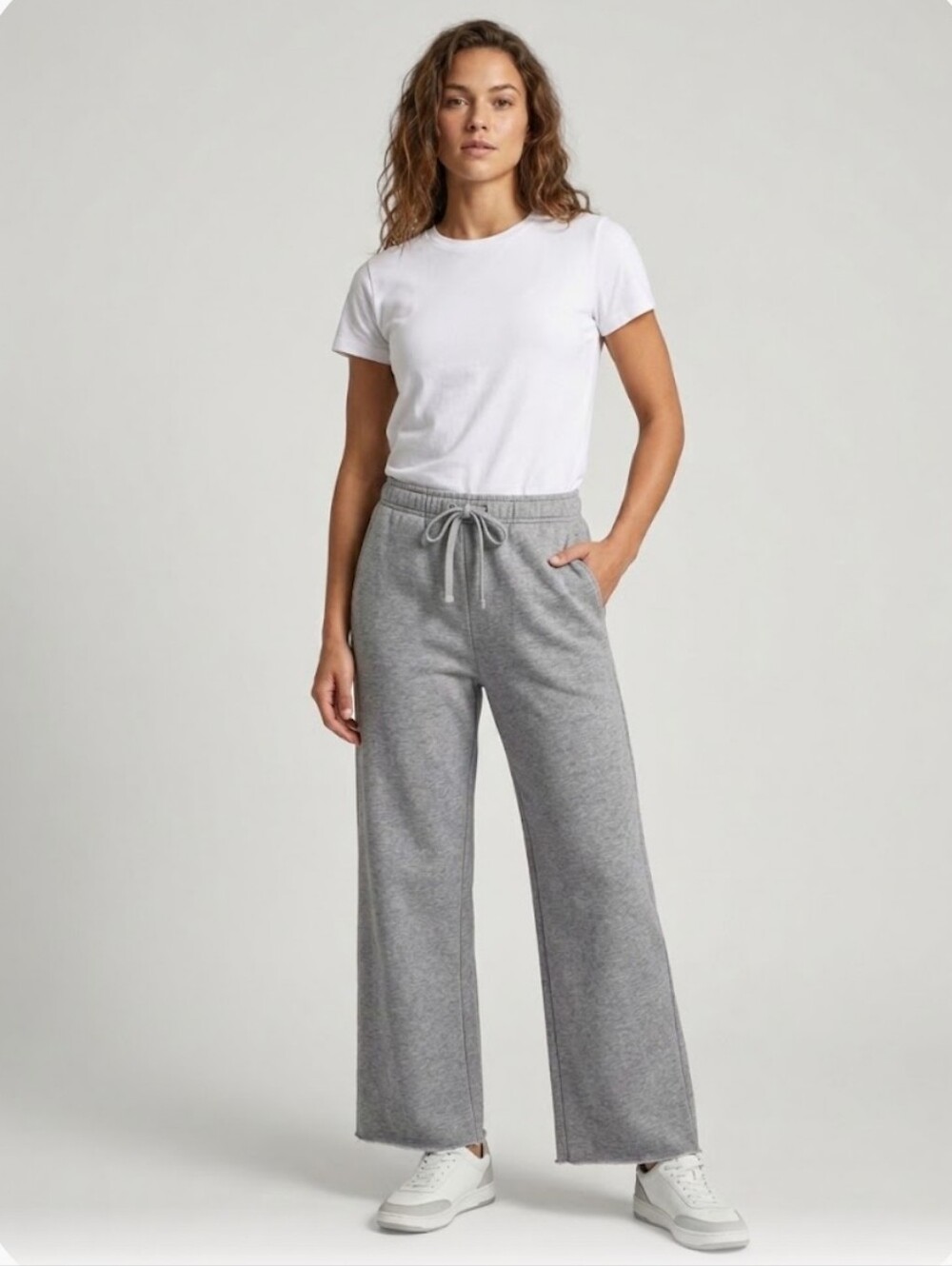 Commense Gray Wide-Leg Drawstring Pants